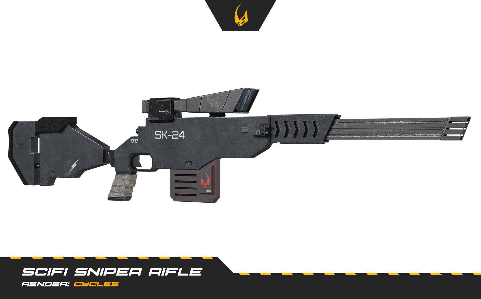 SciFi Futuristic Sniper Rifle -Scifi Weapons 001 Low-poly 3D model_9
