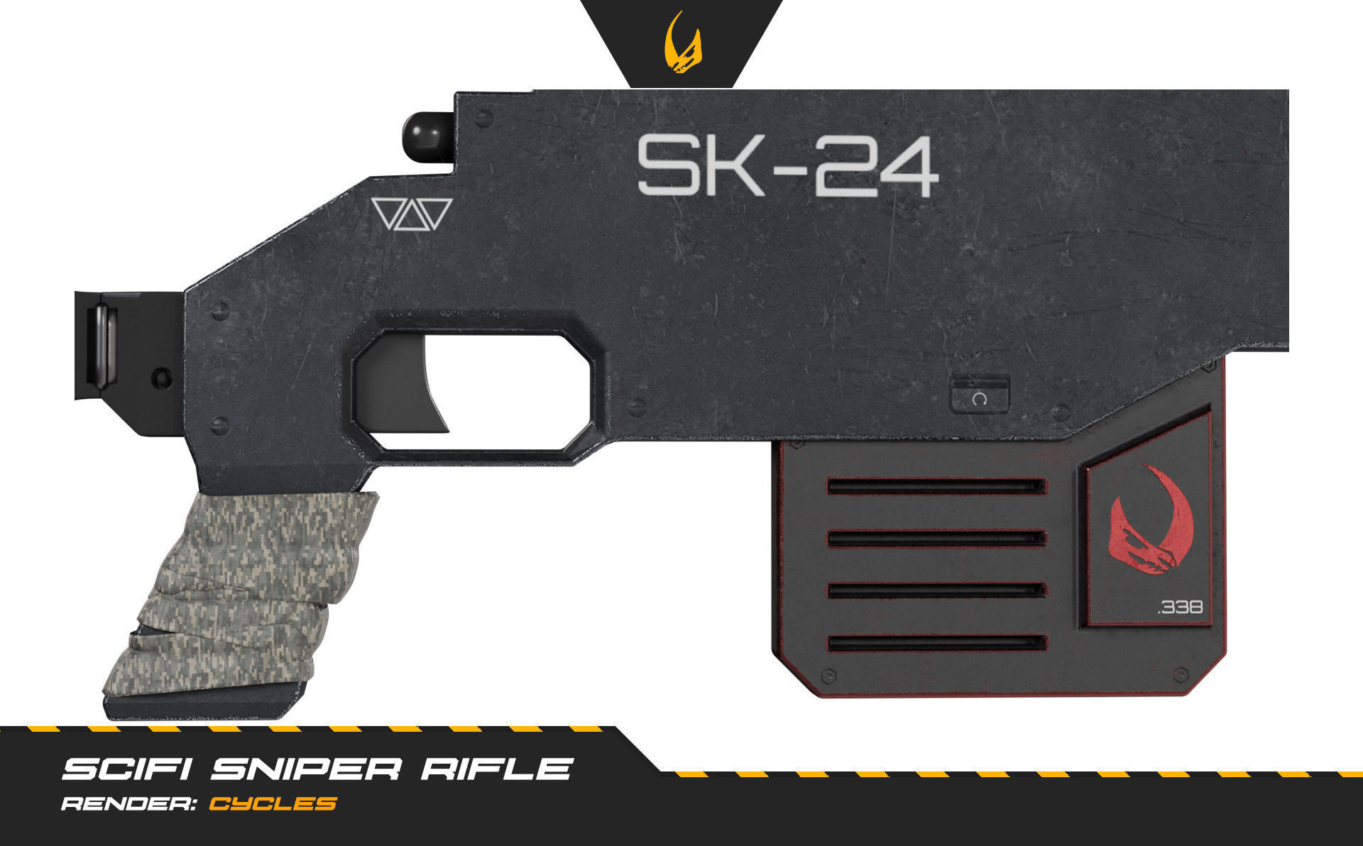 SciFi Futuristic Sniper Rifle -Scifi Weapons 001 Low-poly 3D model_12