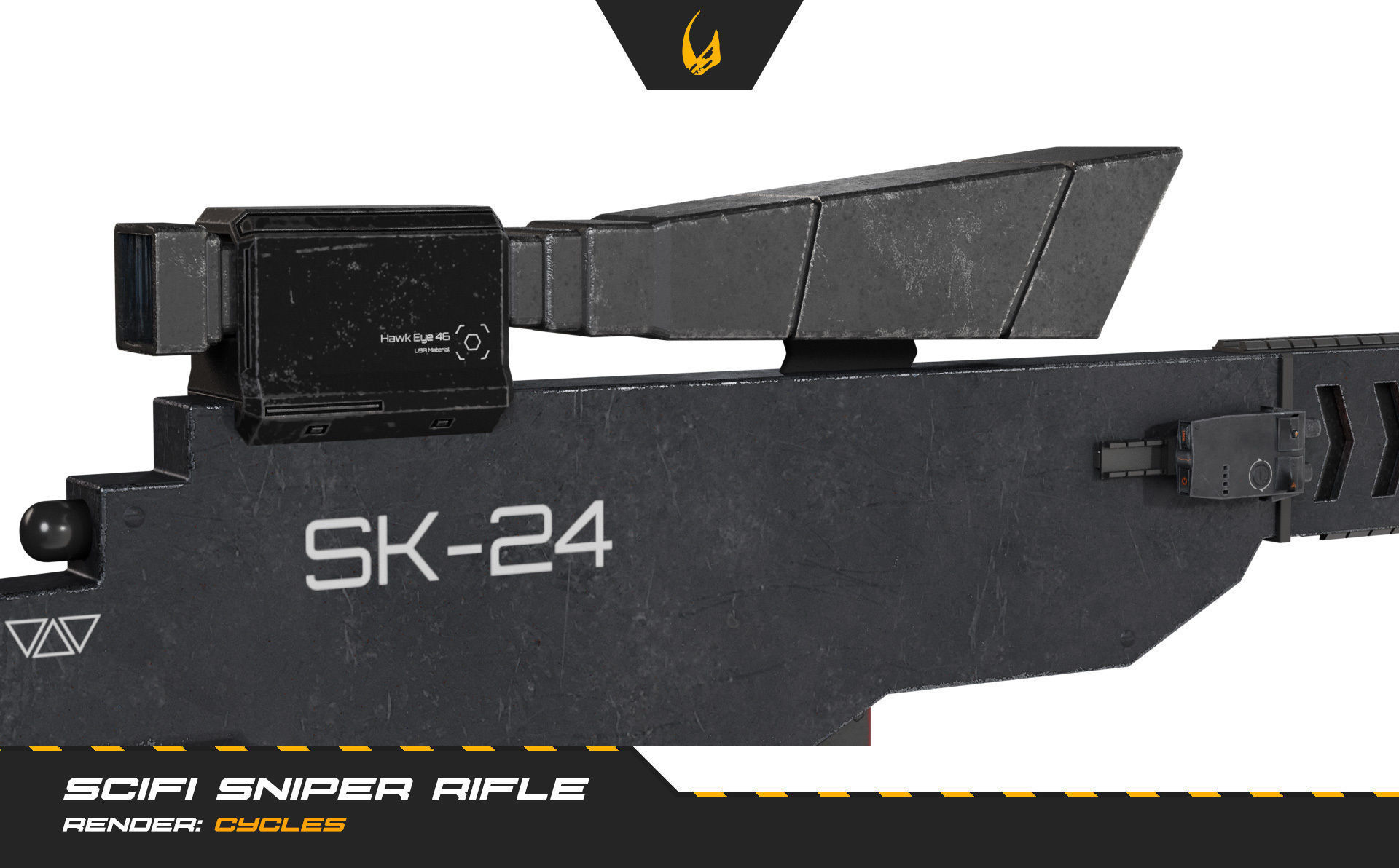 SciFi Futuristic Sniper Rifle -Scifi Weapons 001 Low-poly 3D model_11