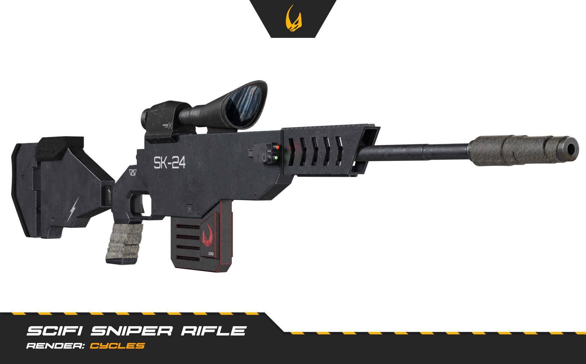 SciFi Futuristic Sniper Rifle -Scifi Weapons 001 Low-poly 3D model_2