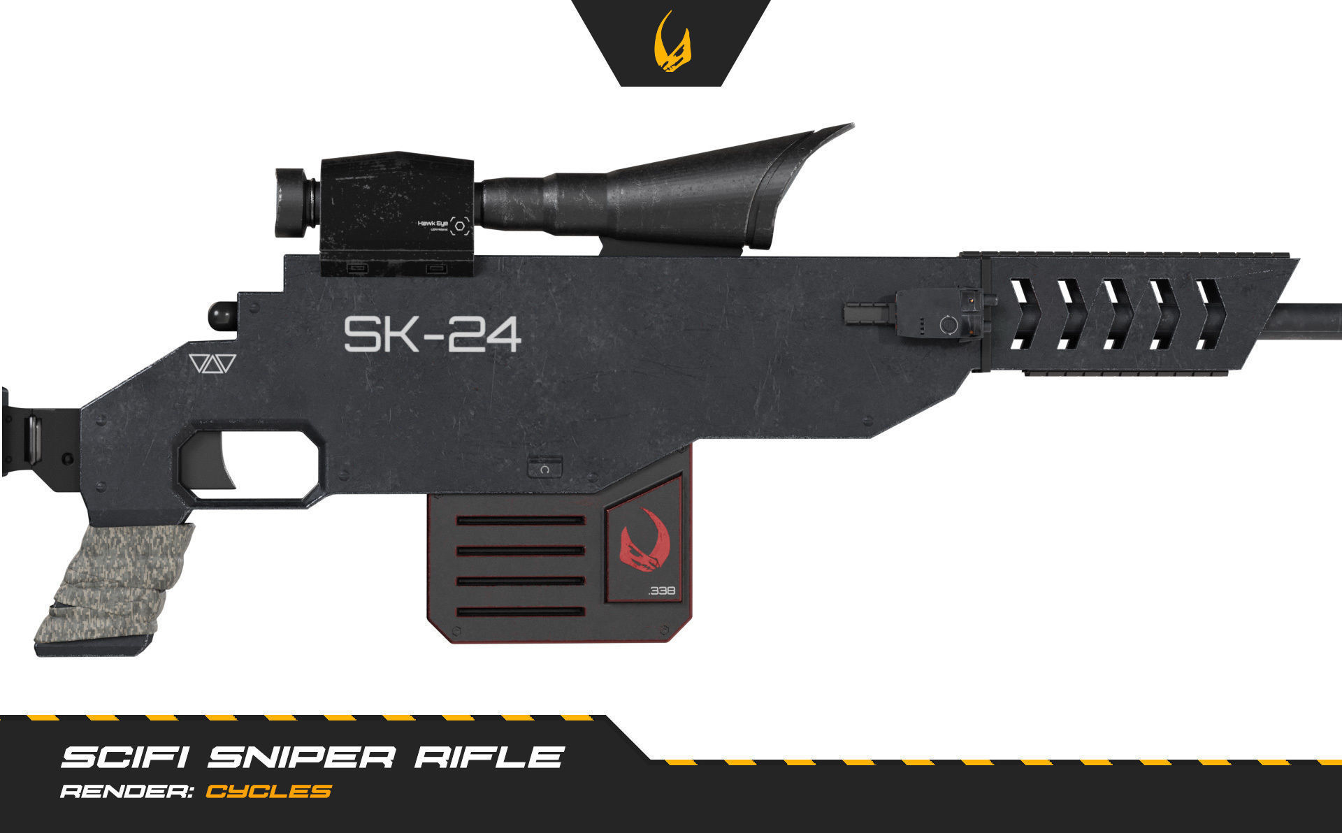 SciFi Futuristic Sniper Rifle -Scifi Weapons 001 Low-poly 3D model_7