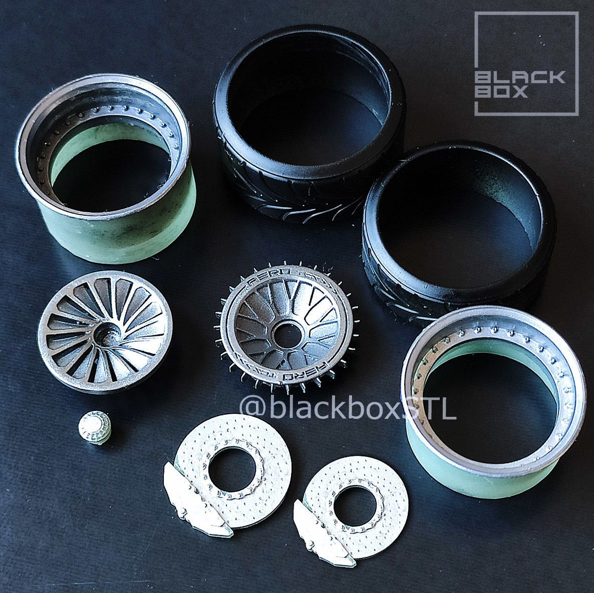 SIL Wheel Set front and rear  for miniatures 1-24th 3D print model