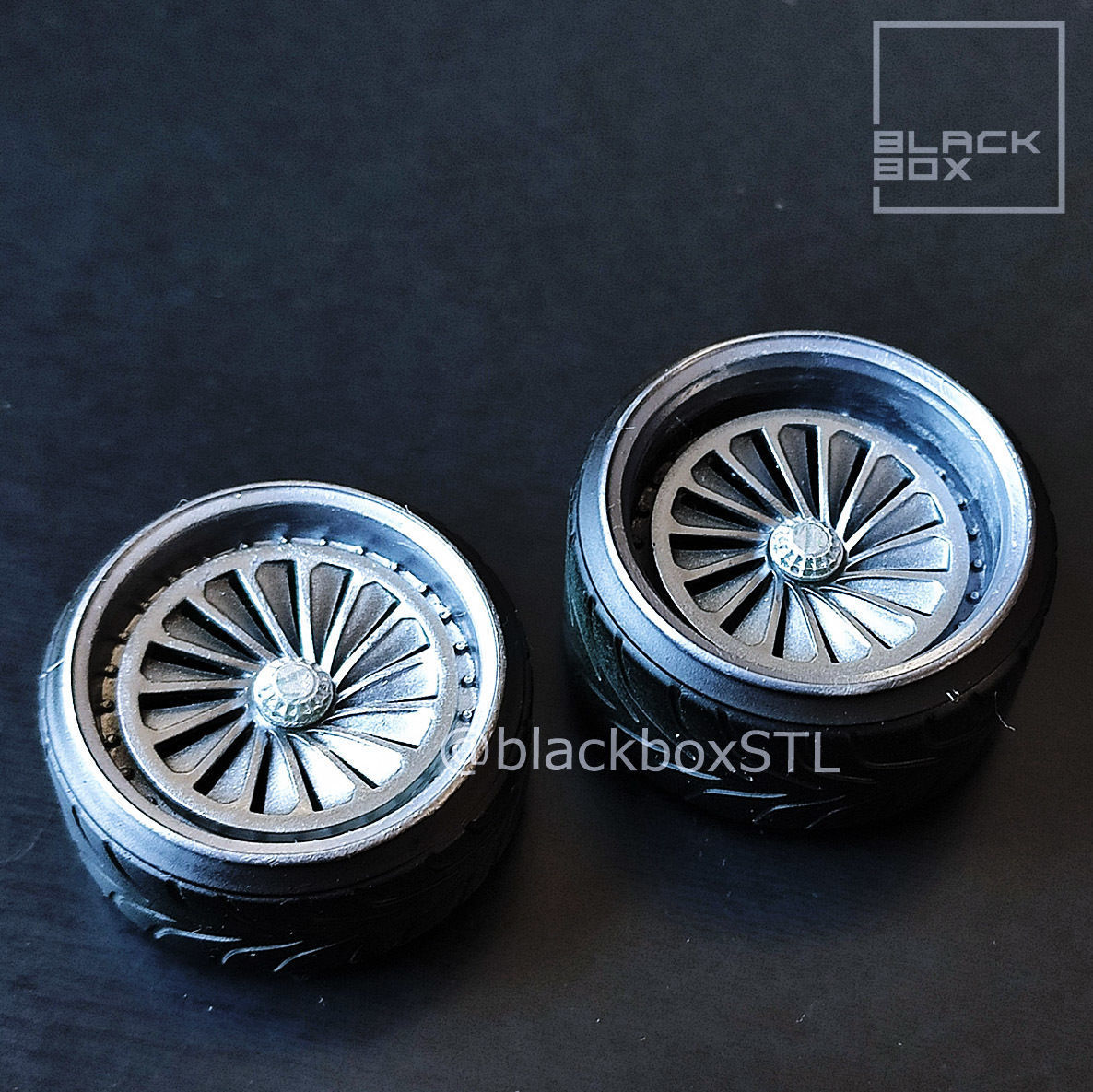 SIL Wheel Set front and rear  for miniatures 1-24th 3D print model