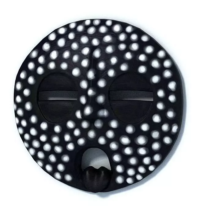 White Spotted Black African Mask 3D model_0