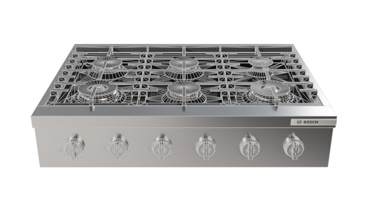 Rangetop Gas BOSCH Series 800 Low-poly 3D model_4