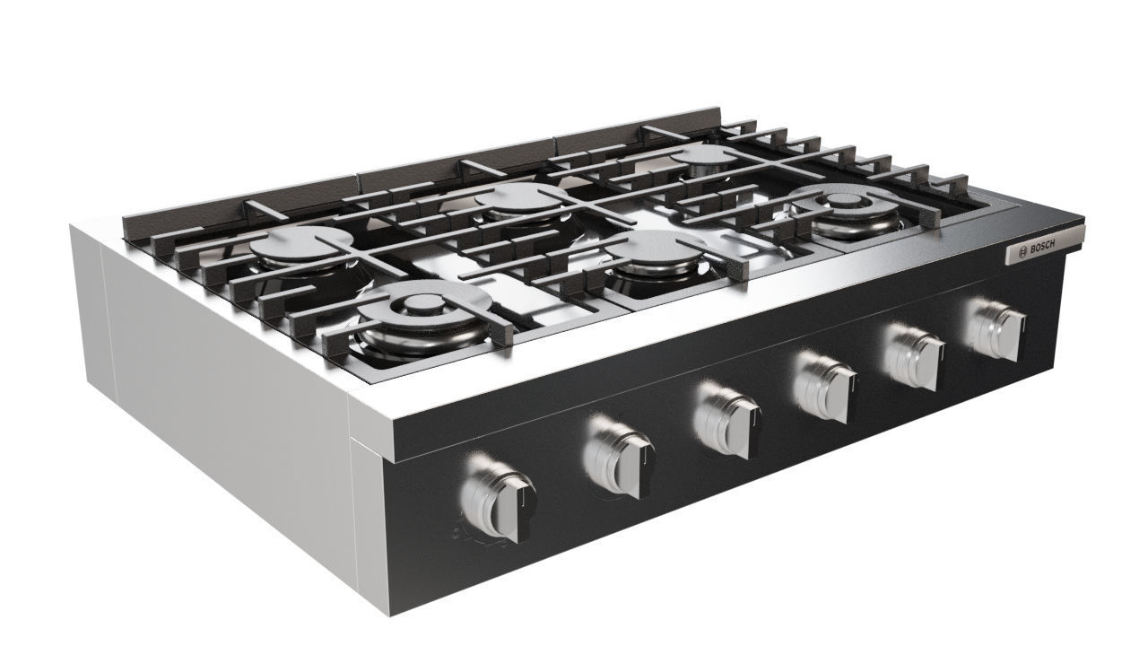 Rangetop Gas BOSCH Series 800 Low-poly 3D model_2