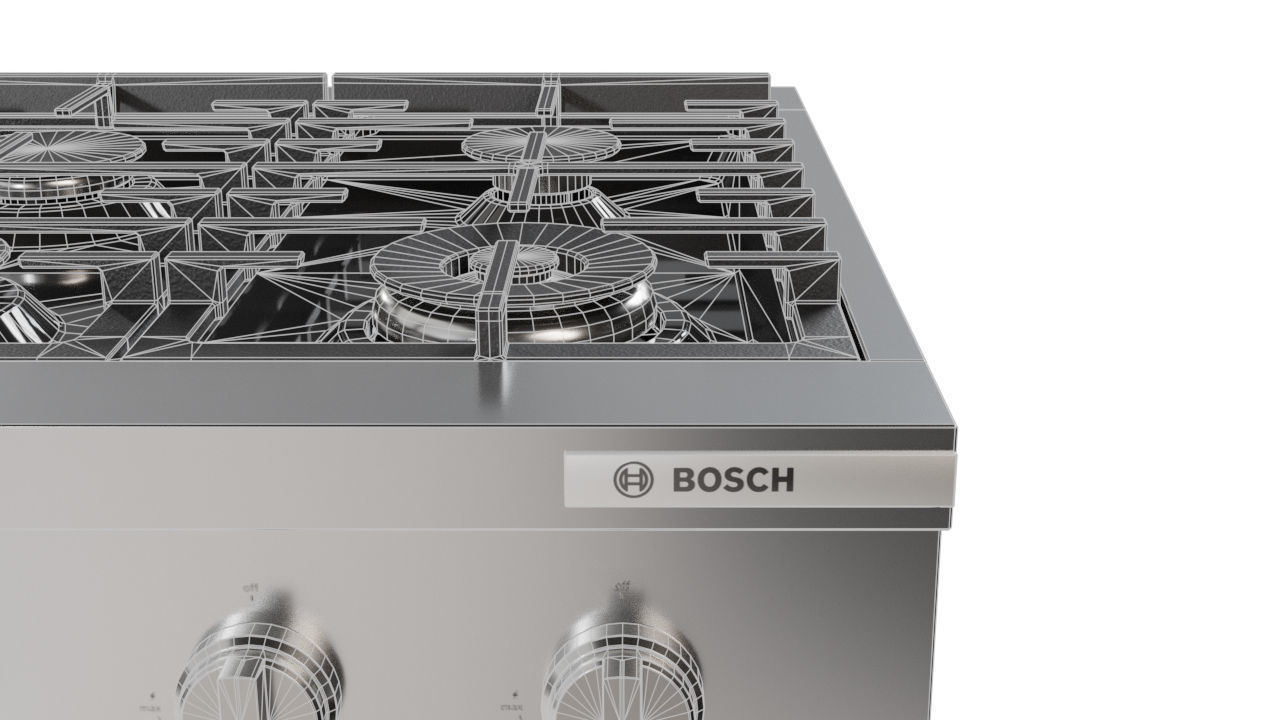 Rangetop Gas BOSCH Series 800 Low-poly 3D model_5