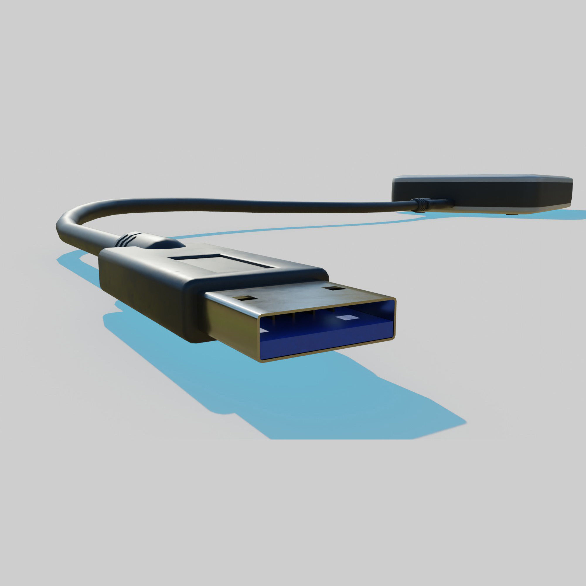 External Hard Drive With Cable 3D model_10
