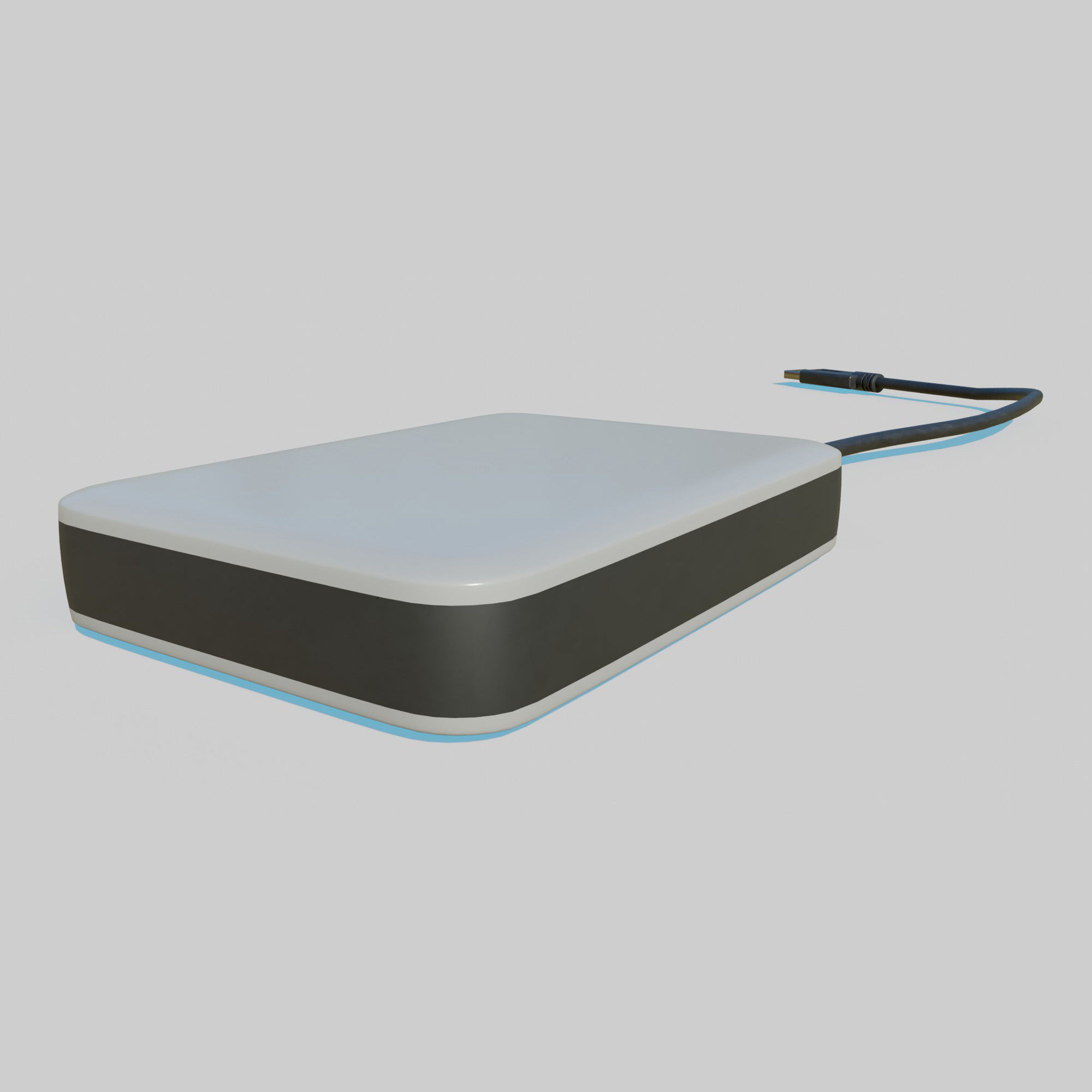 External Hard Drive With Cable 3D model_2