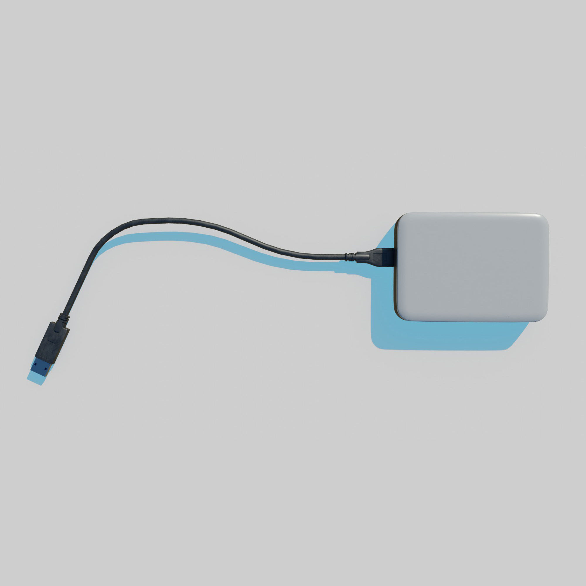 External Hard Drive With Cable 3D model_8