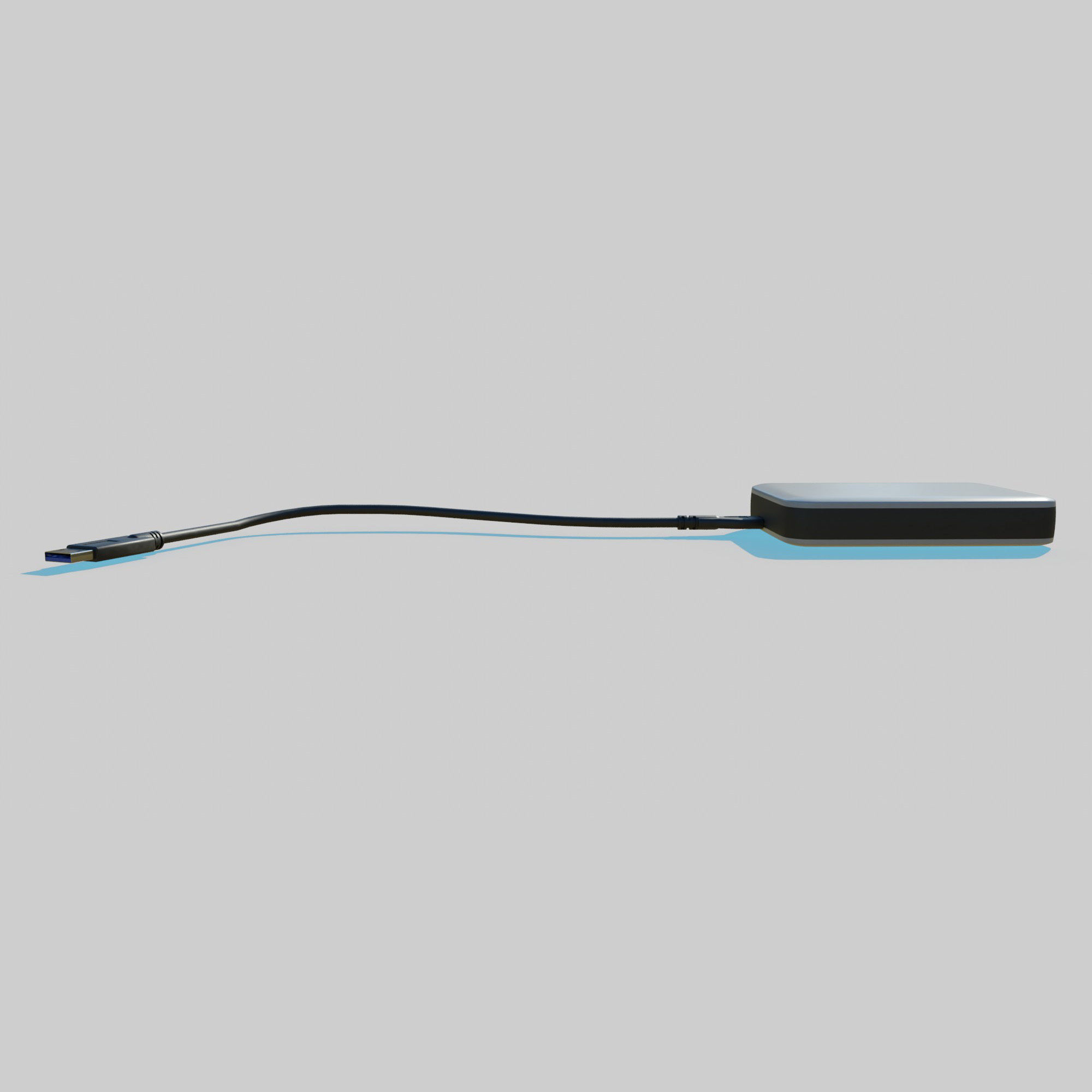 External Hard Drive With Cable 3D model_7