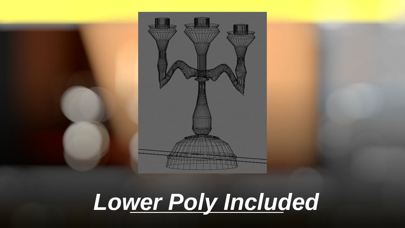 3 Branch Candelabra 3D model_5