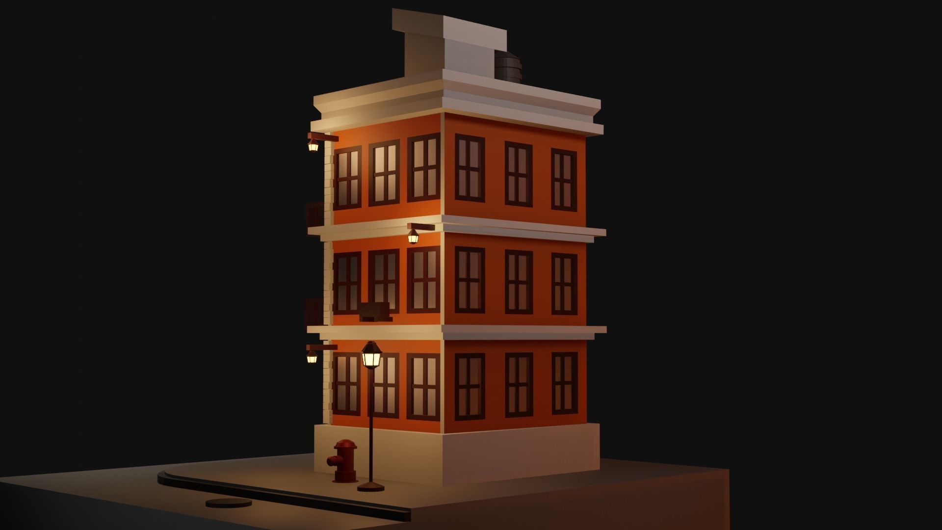 cartoon house Low-poly 3D model_7
