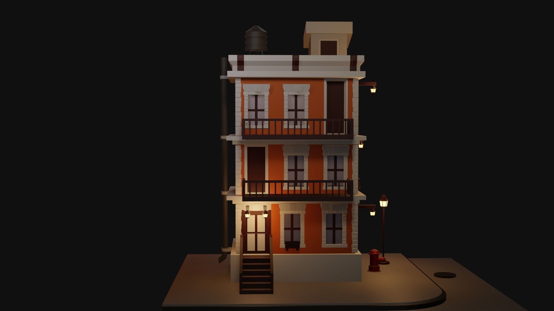 cartoon house Low-poly 3D model_10