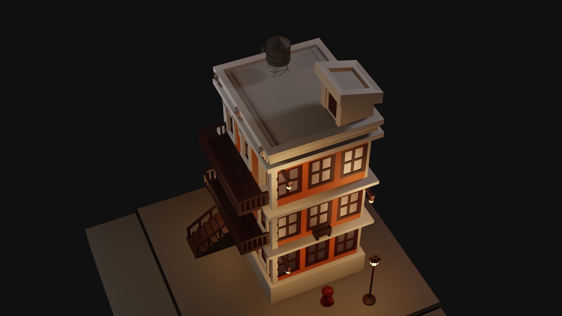 cartoon house Low-poly 3D model_9