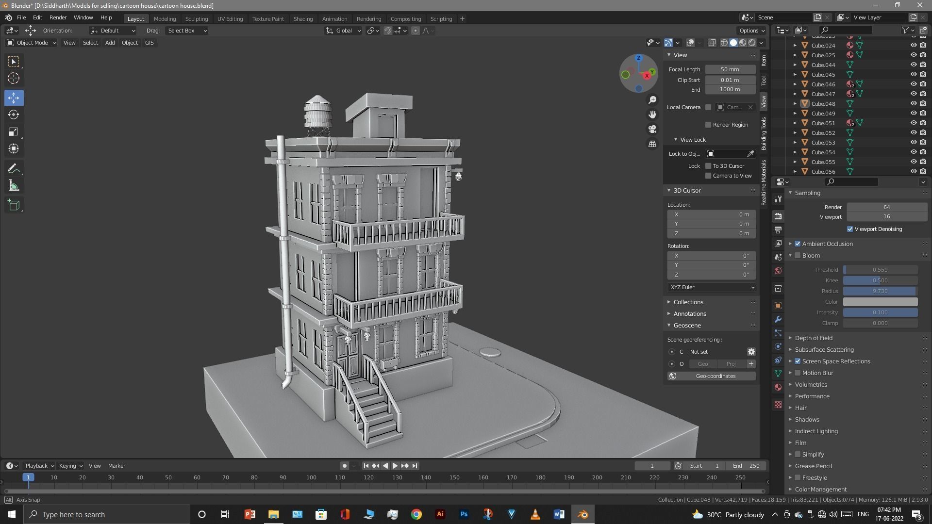 cartoon house Low-poly 3D model_14