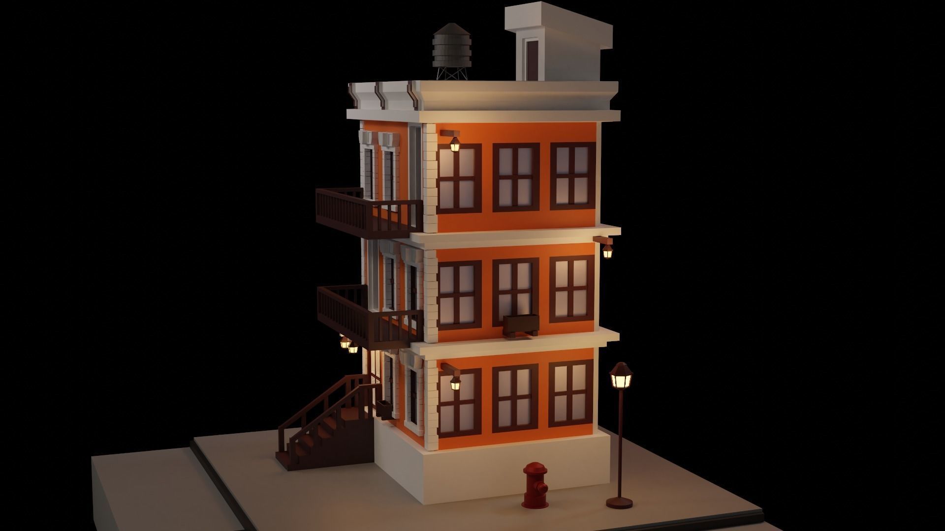 cartoon house Low-poly 3D model_1