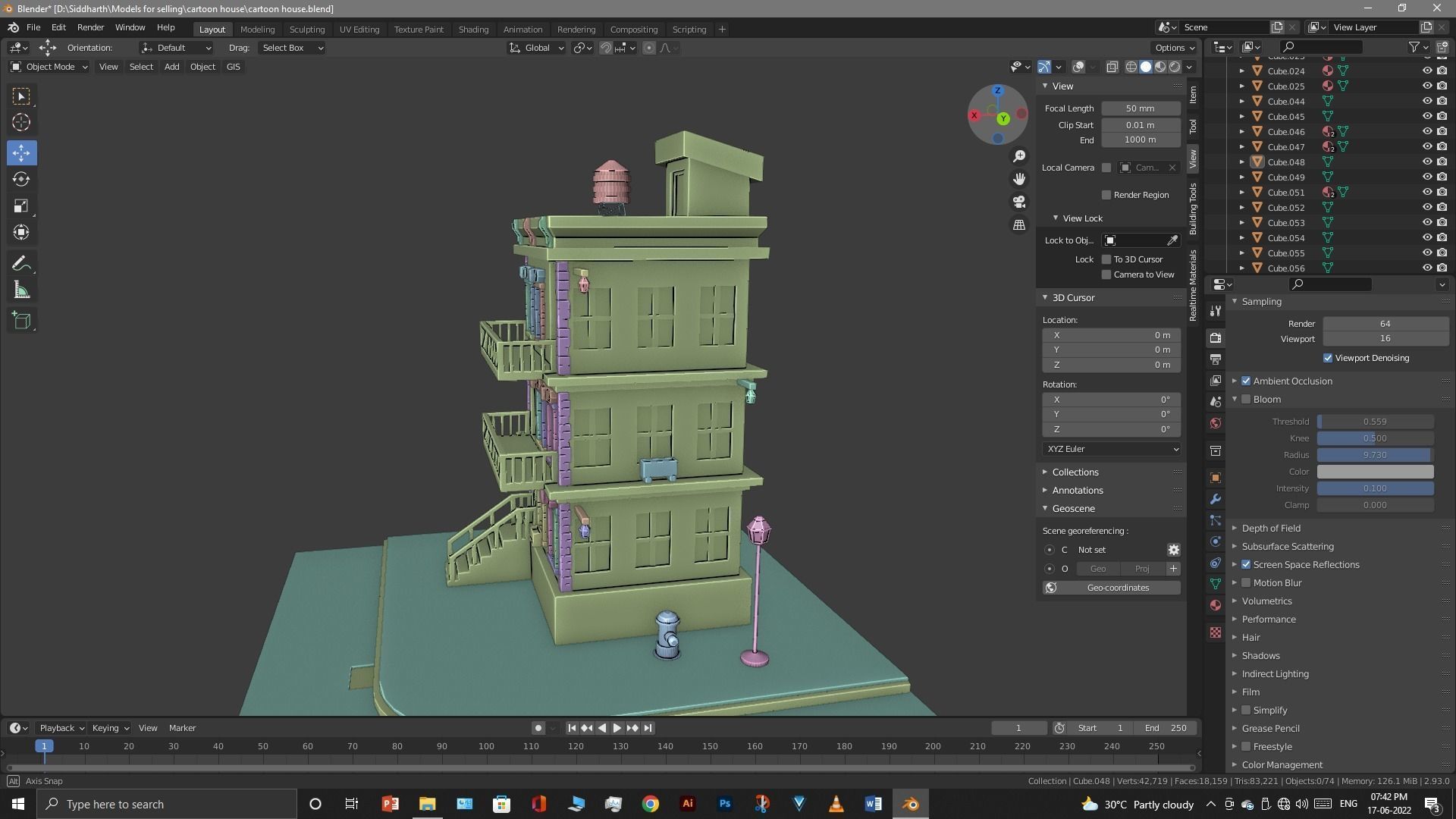 cartoon house Low-poly 3D model_36