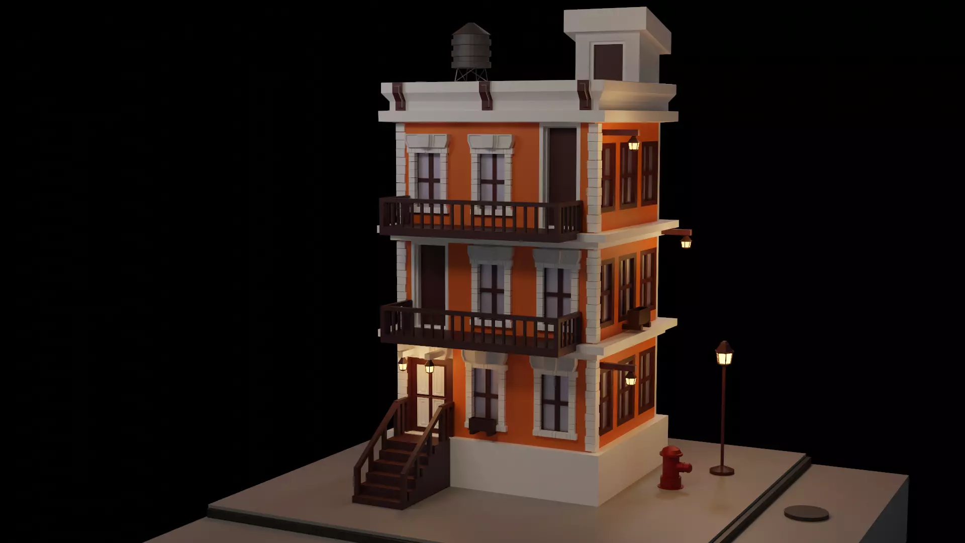 cartoon house Low-poly 3D model_0