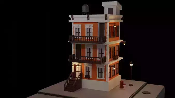 cartoon house Low-poly 3D model