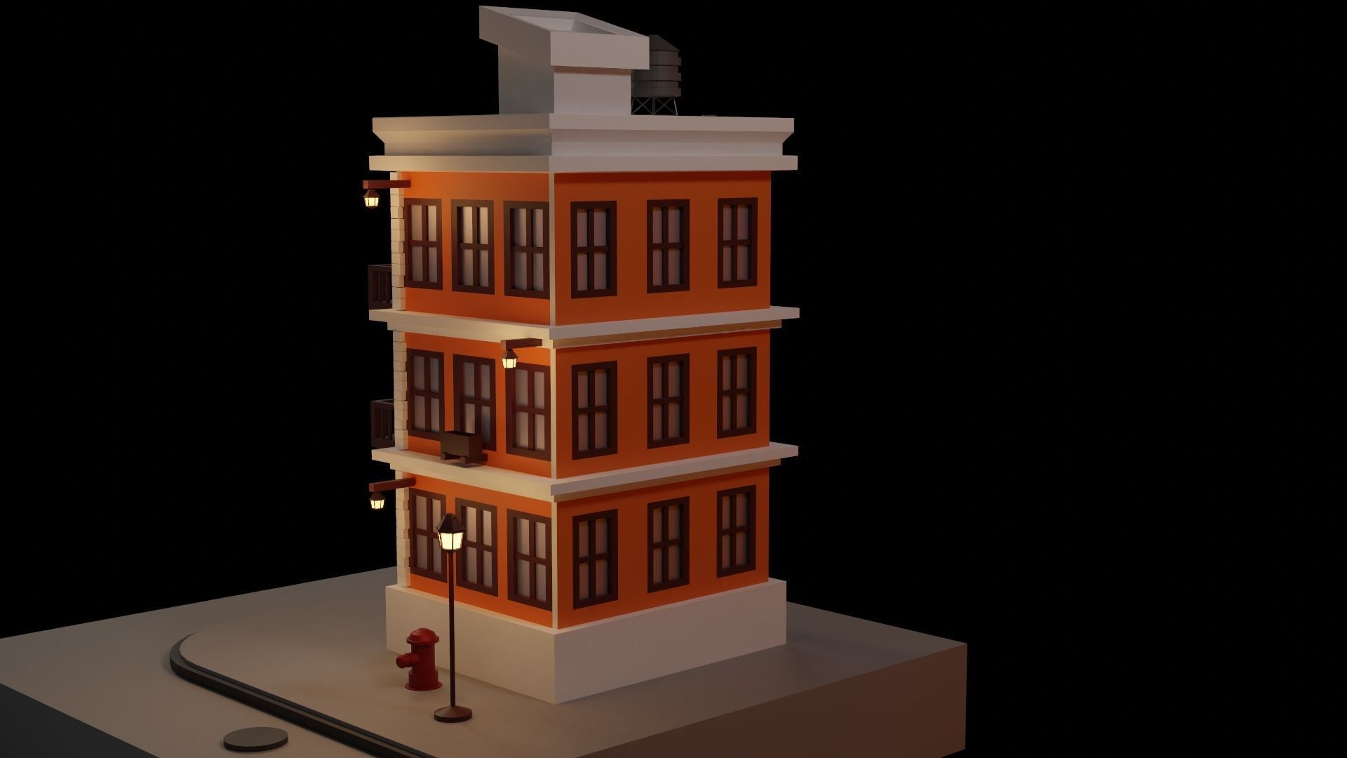 cartoon house Low-poly 3D model_3