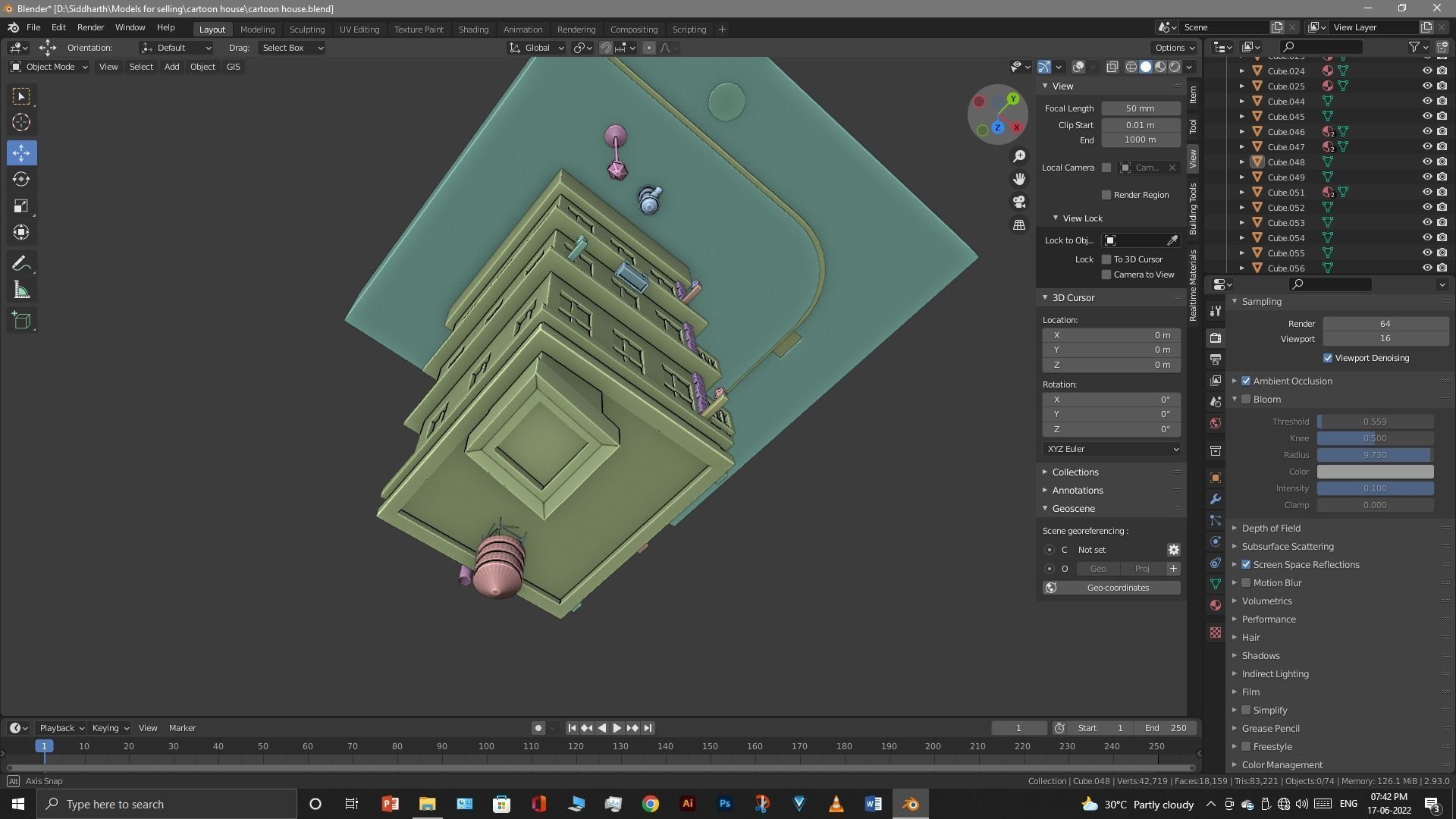 cartoon house Low-poly 3D model_49
