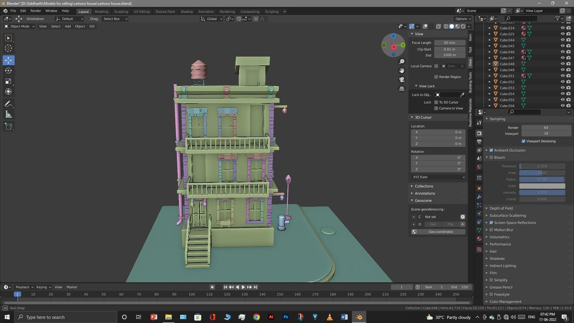 cartoon house Low-poly 3D model_33
