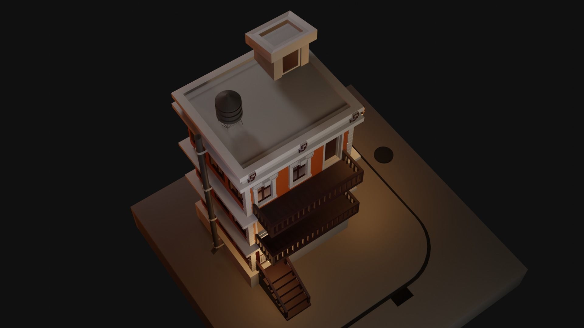 cartoon house Low-poly 3D model_2