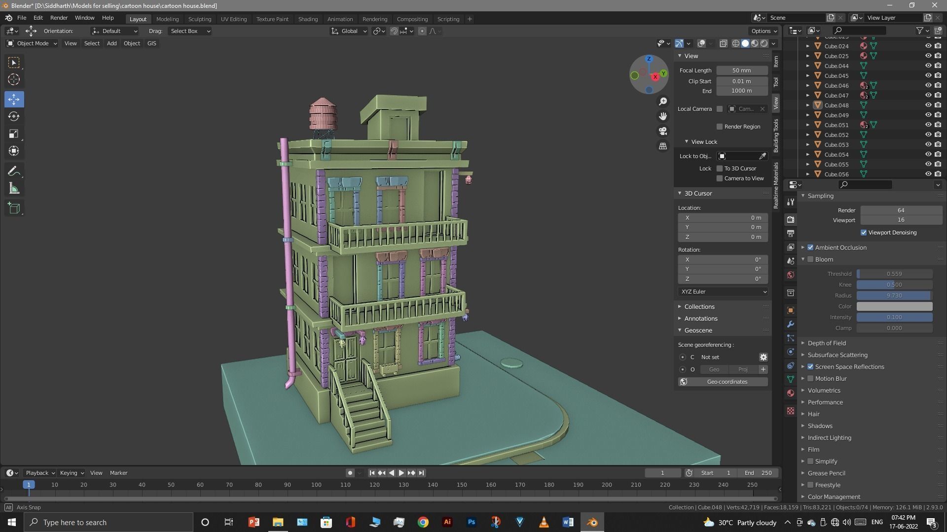 cartoon house Low-poly 3D model_40