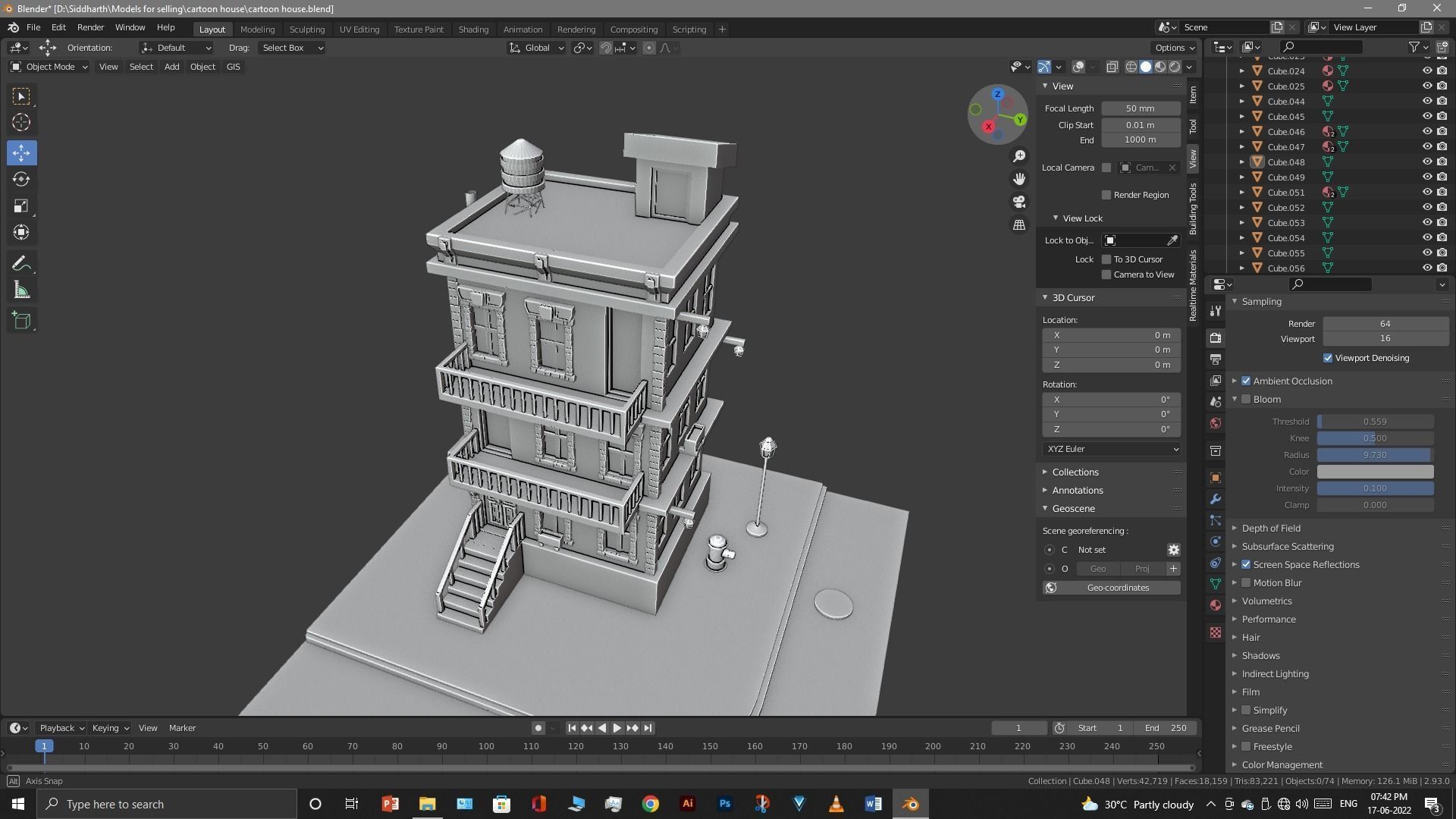 cartoon house Low-poly 3D model_35