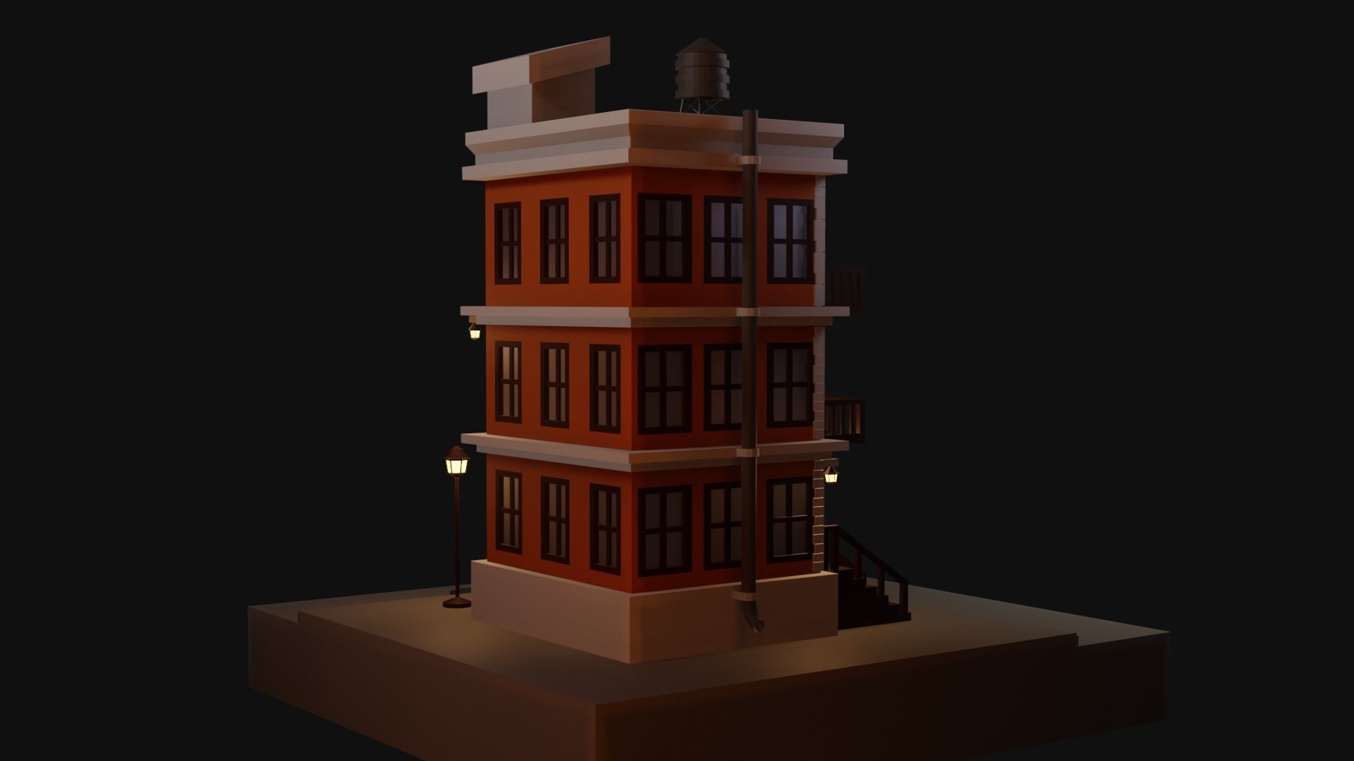 cartoon house Low-poly 3D model_6