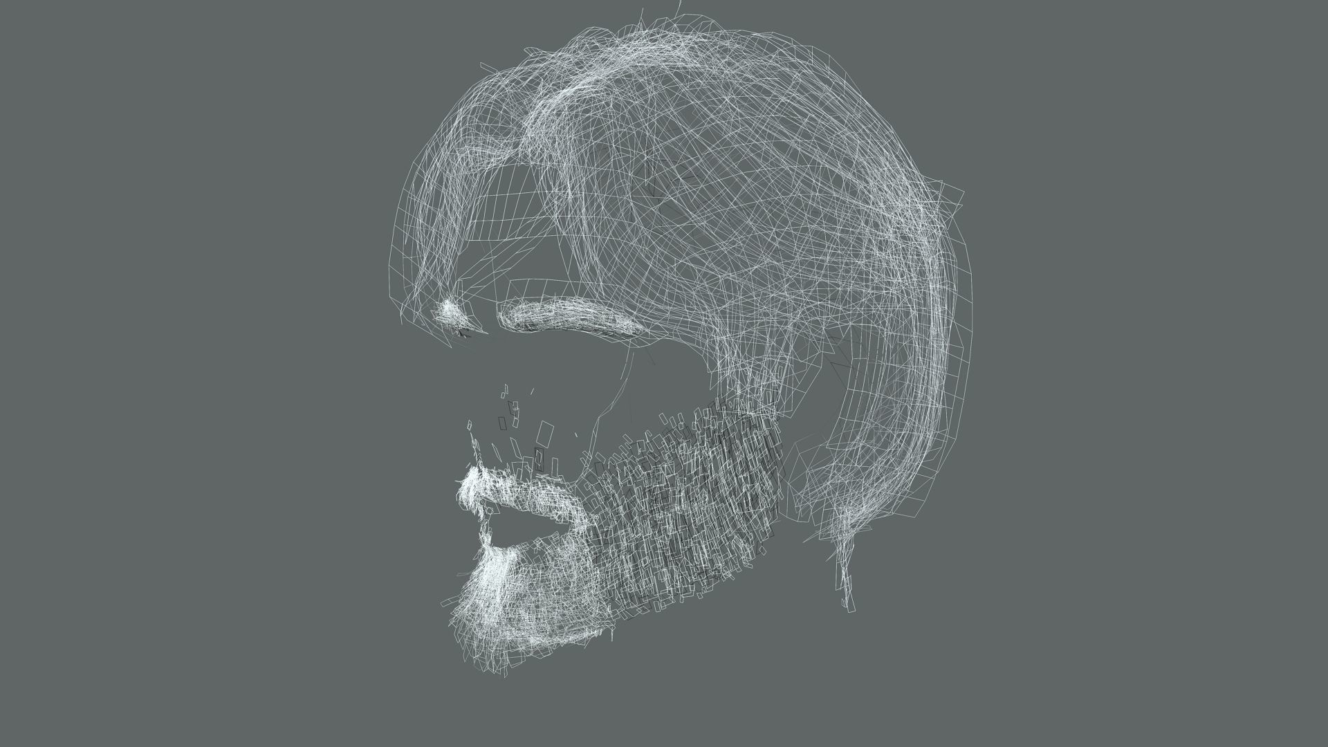 Realistic Hair Beard brows mustache p4 Low-poly 3D model_14