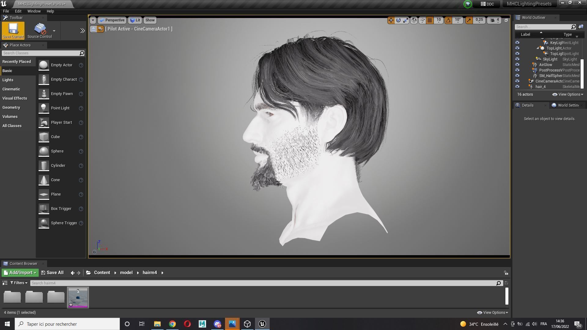 Realistic Hair Beard brows mustache p4 Low-poly 3D model_11