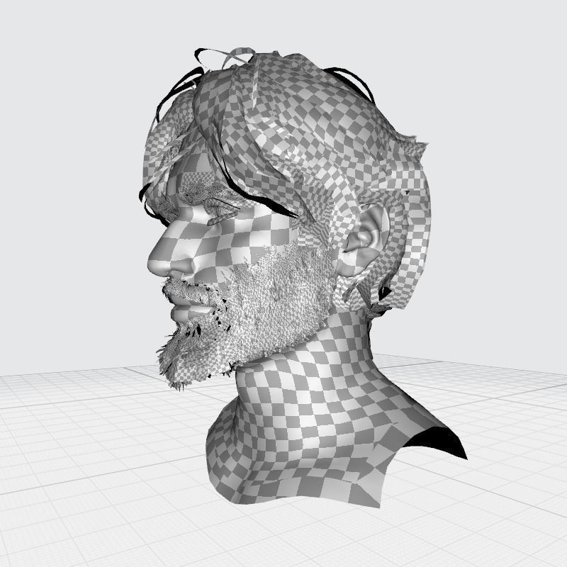 Realistic Hair Beard brows mustache p4 Low-poly 3D model_10