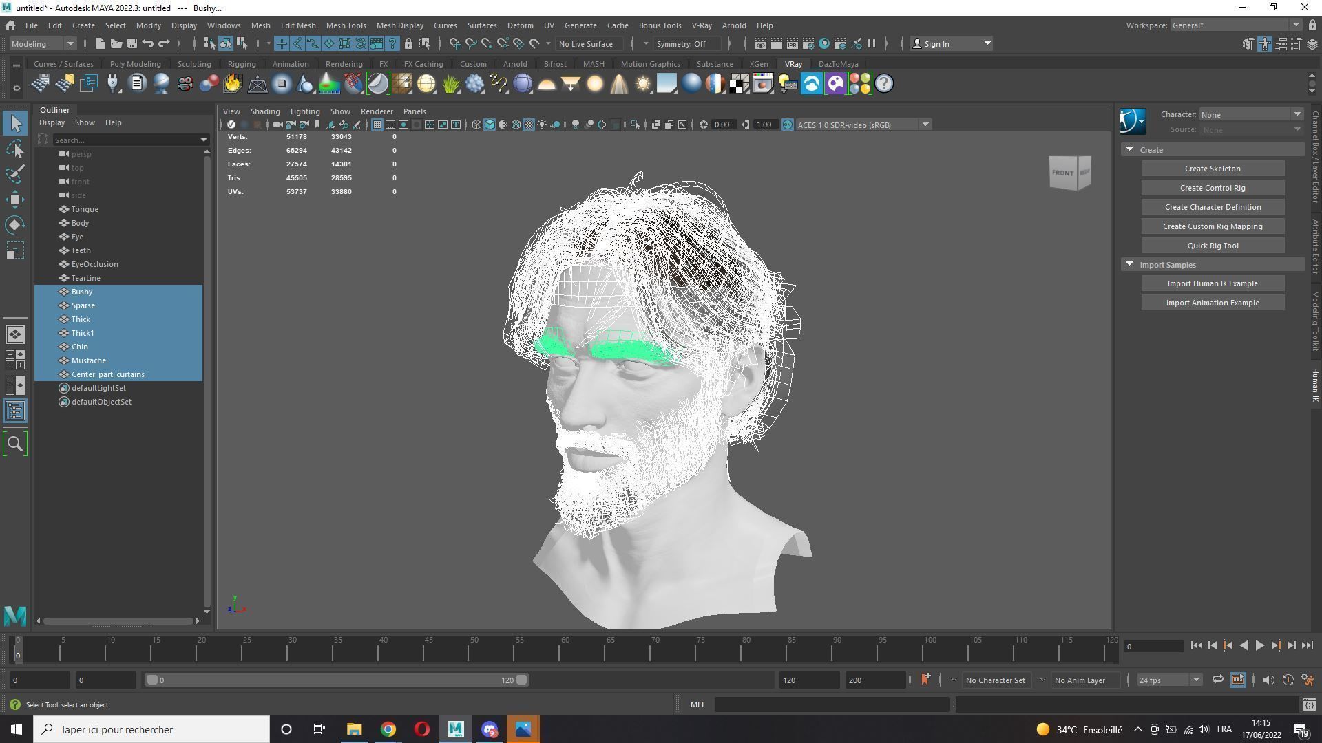 Realistic Hair Beard brows mustache p4 Low-poly 3D model_9