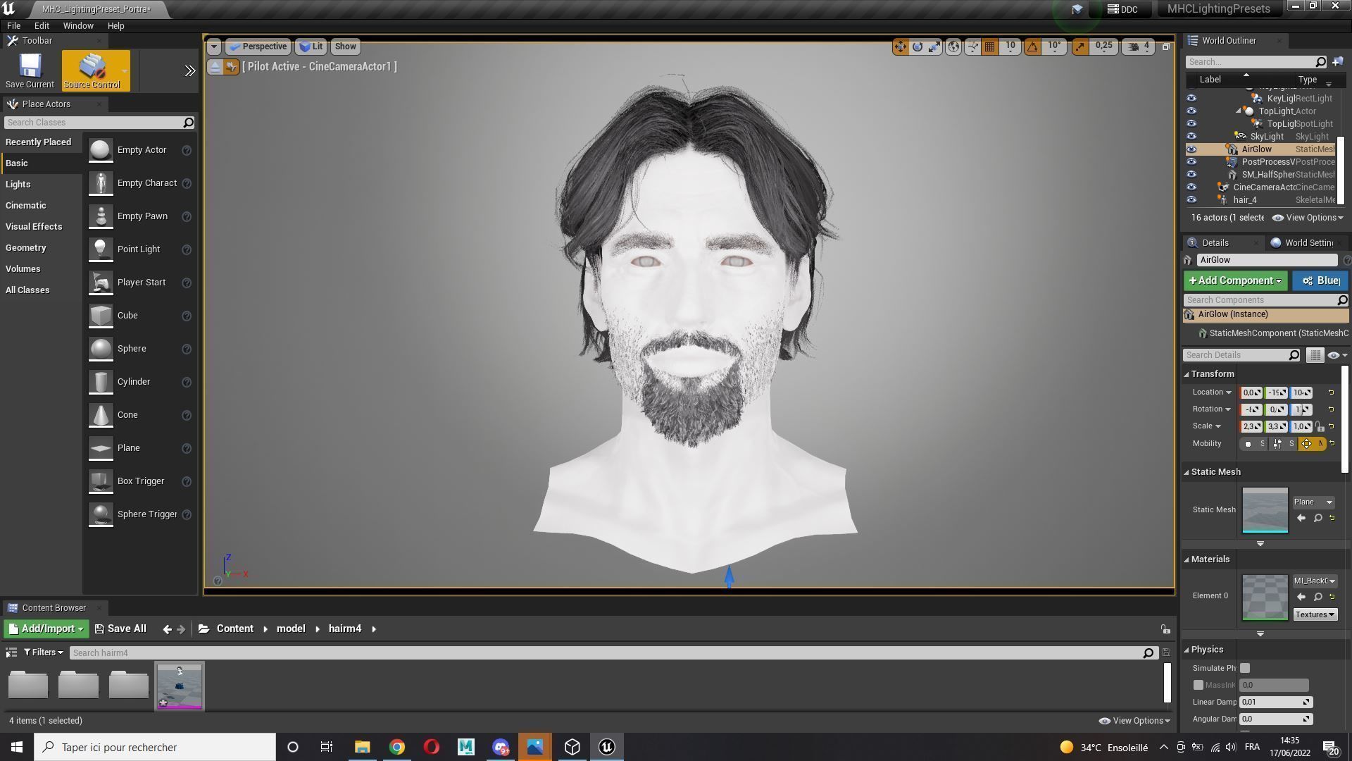 Realistic Hair Beard brows mustache p4 Low-poly 3D model_8