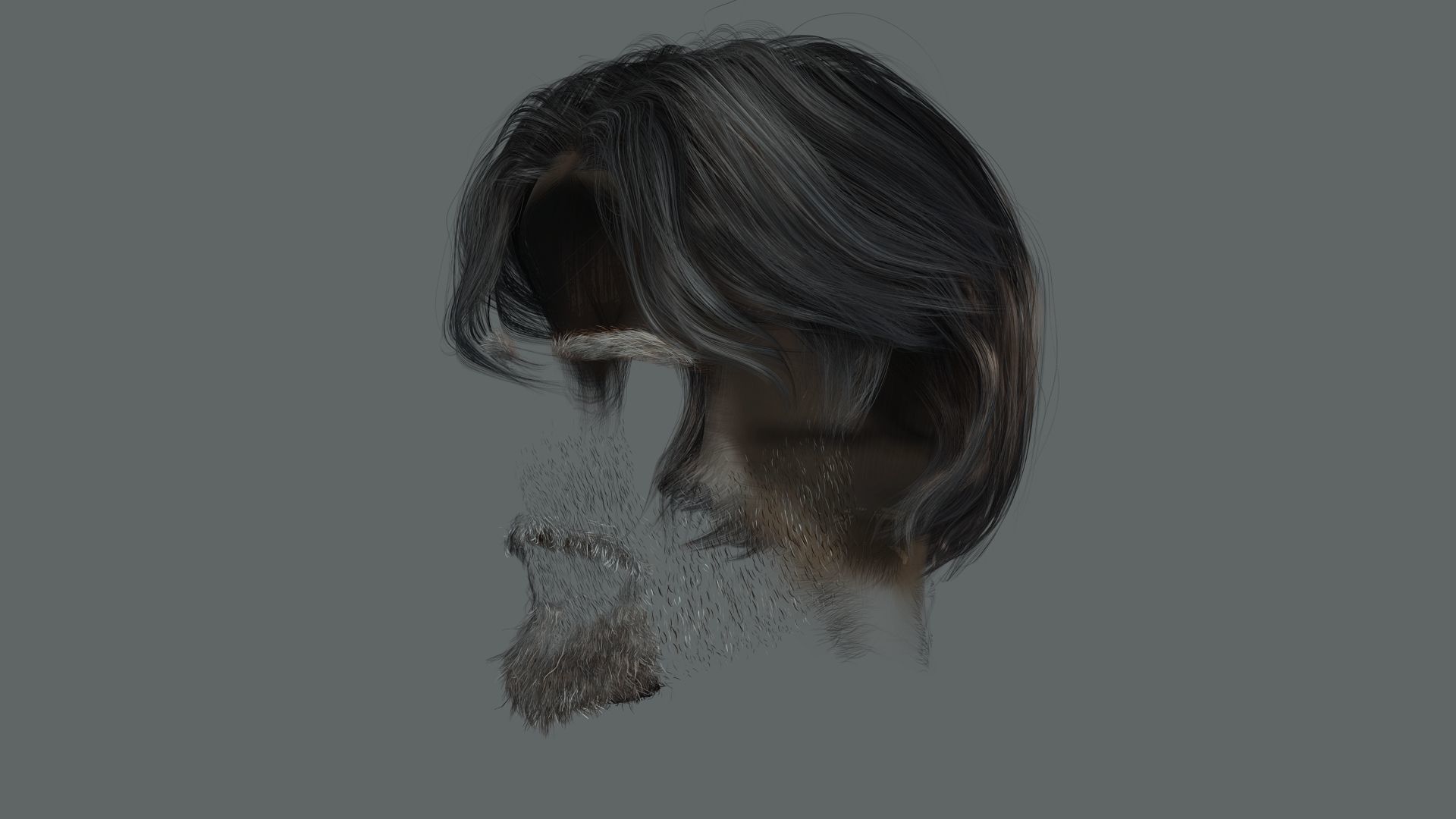 Realistic Hair Beard brows mustache p4 Low-poly 3D model_16