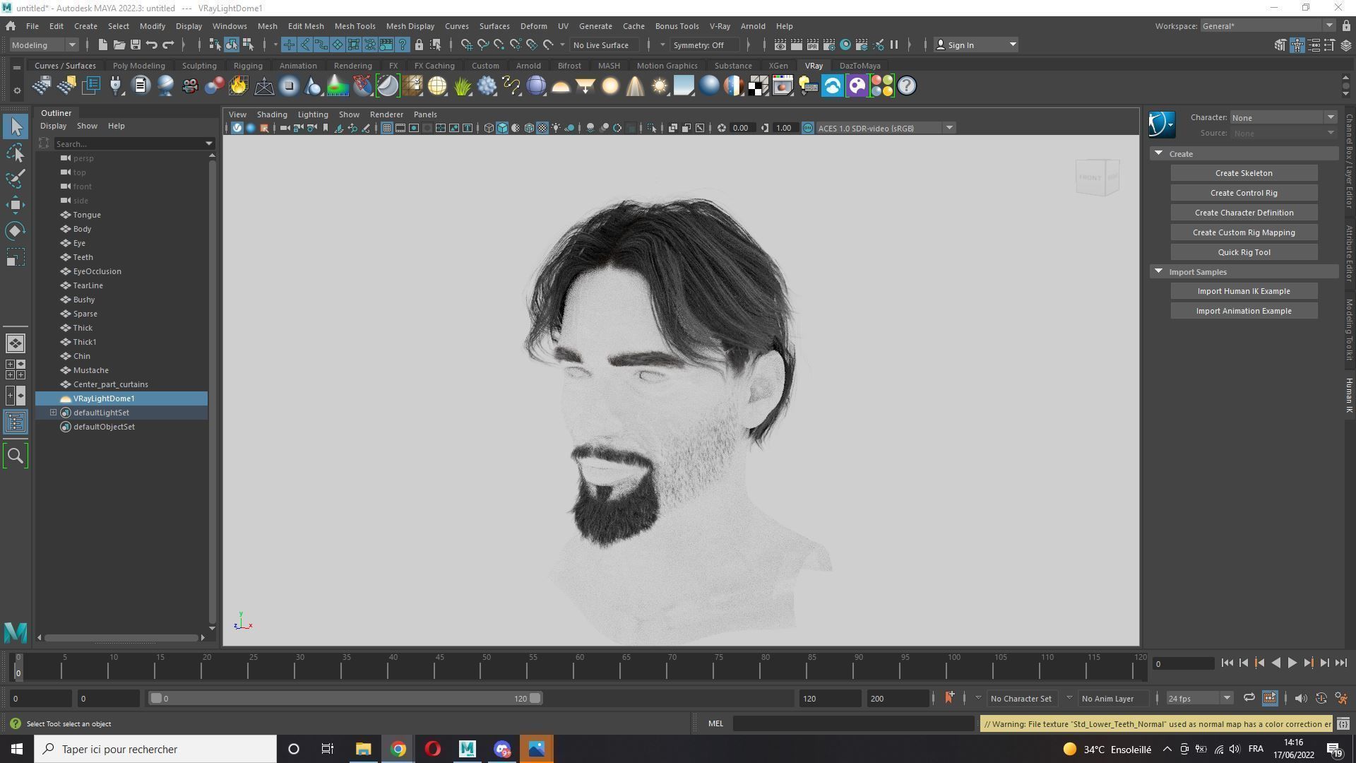 Realistic Hair Beard brows mustache p4 Low-poly 3D model_12