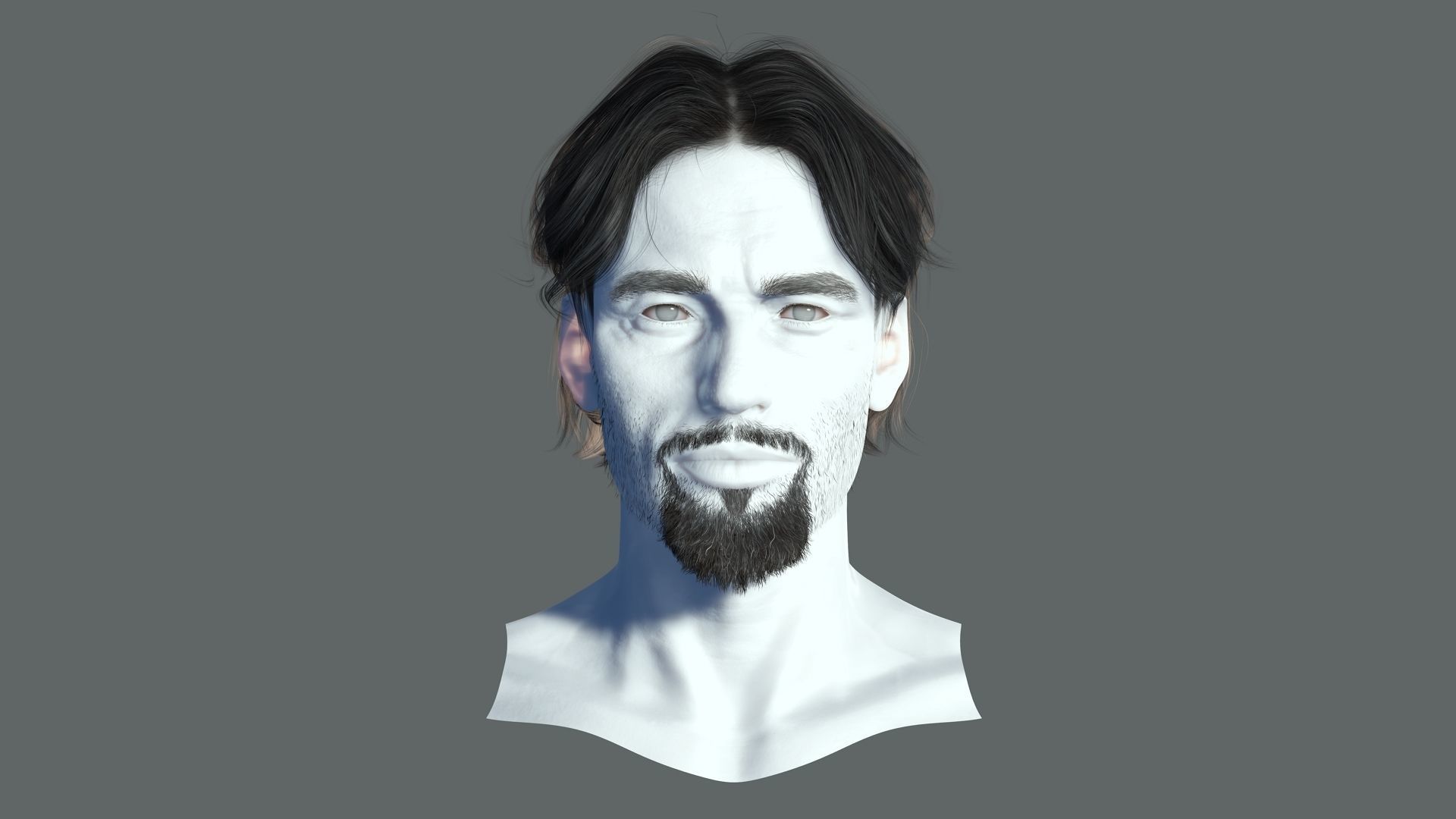 Realistic Hair Beard brows mustache p4 Low-poly 3D model_3