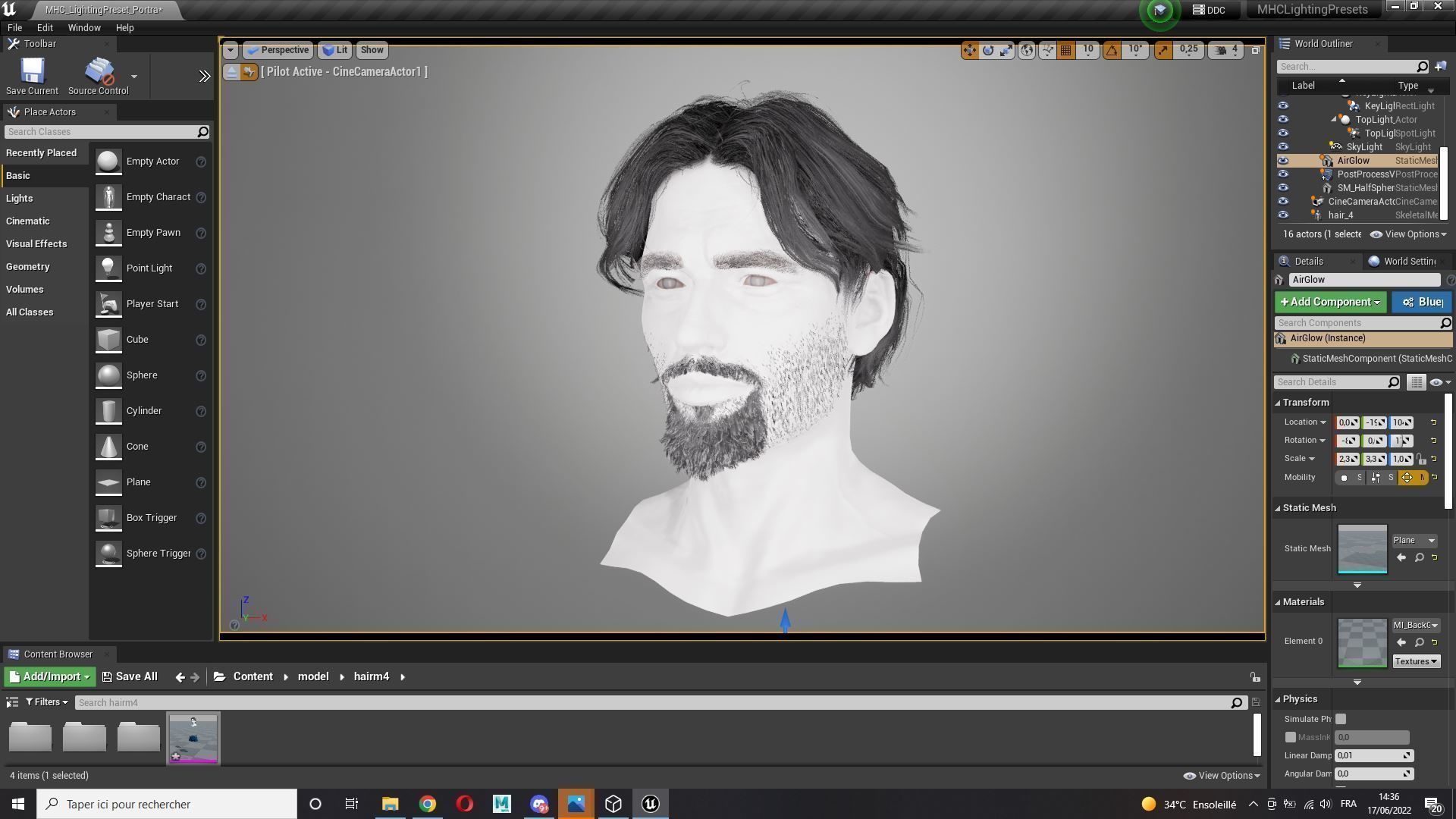Realistic Hair Beard brows mustache p4 Low-poly 3D model_7