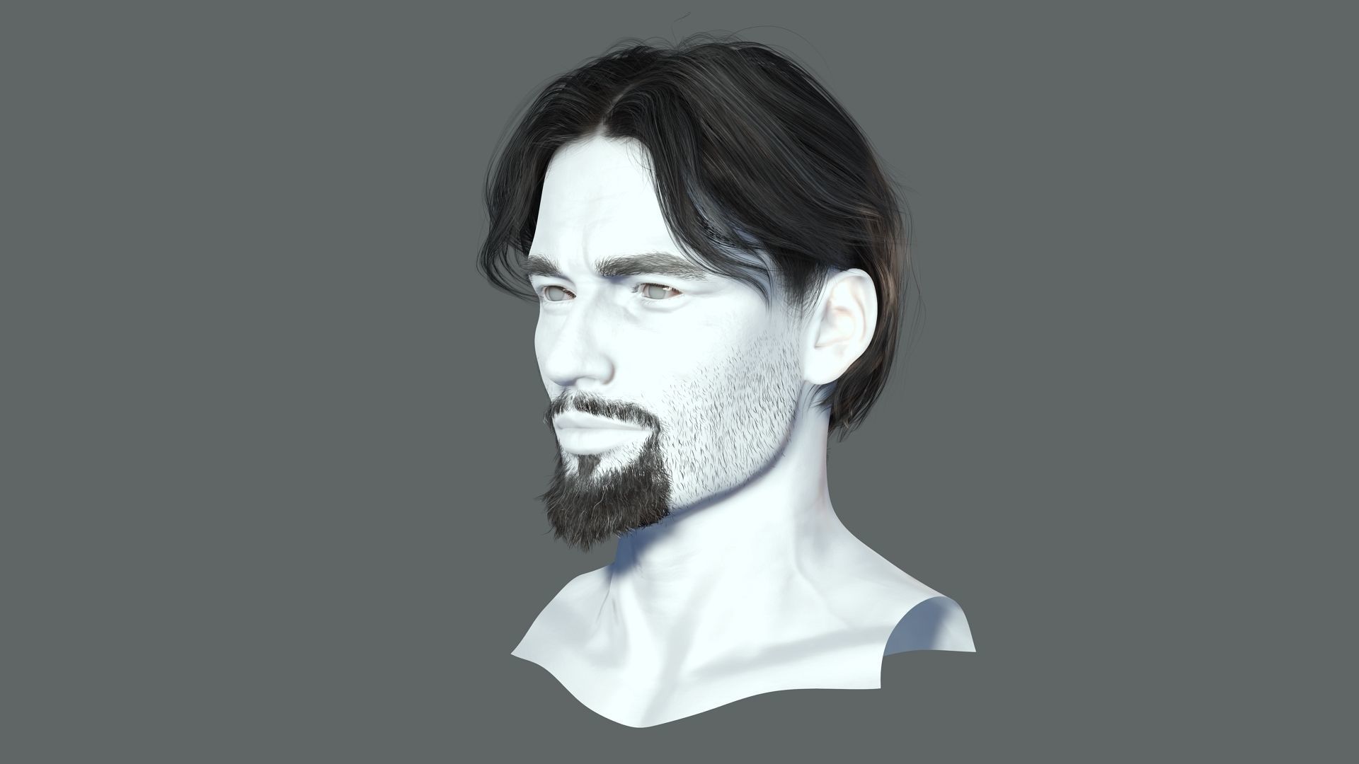 Realistic Hair Beard brows mustache p4 Low-poly 3D model_4