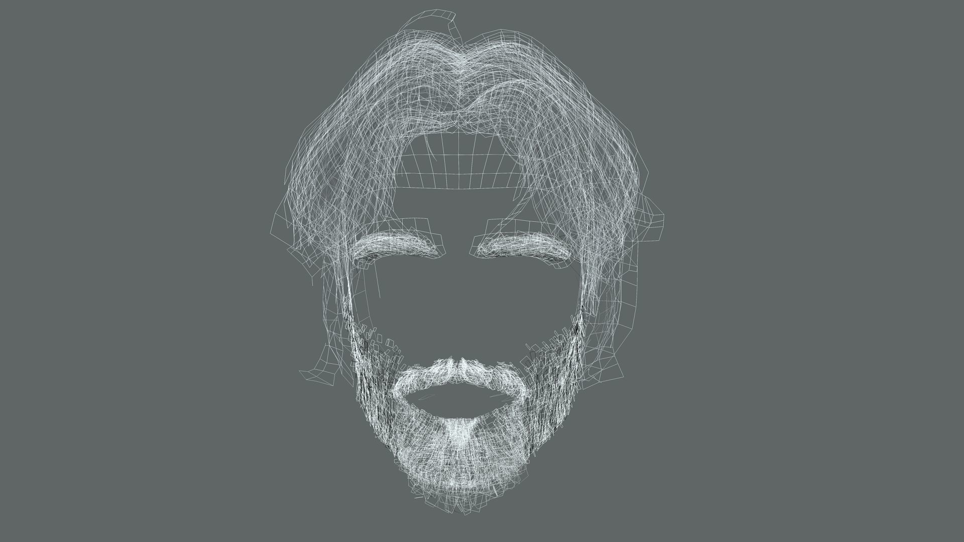 Realistic Hair Beard brows mustache p4 Low-poly 3D model_15