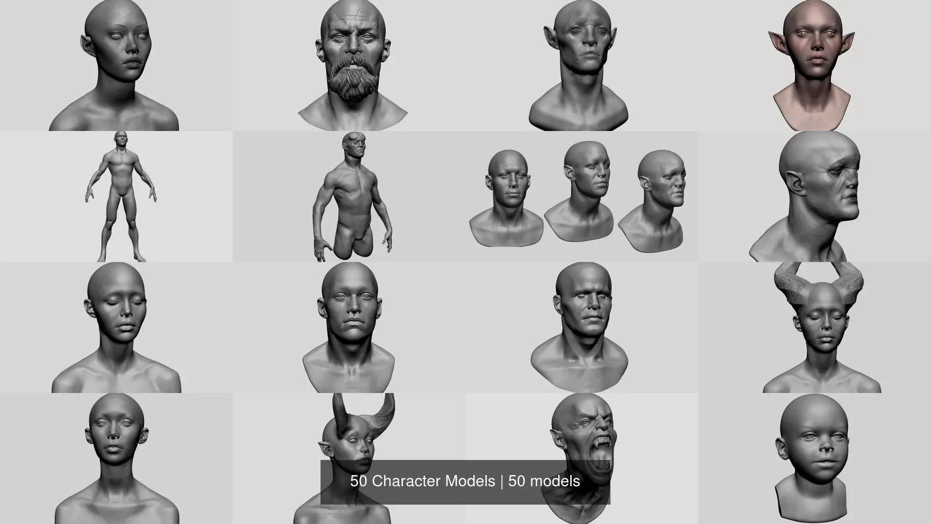 50 Character Models 3D Model Collection_1