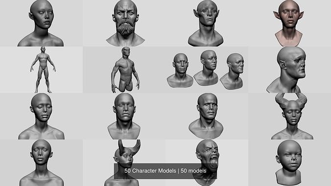 50 Character Models 3D Model Collection