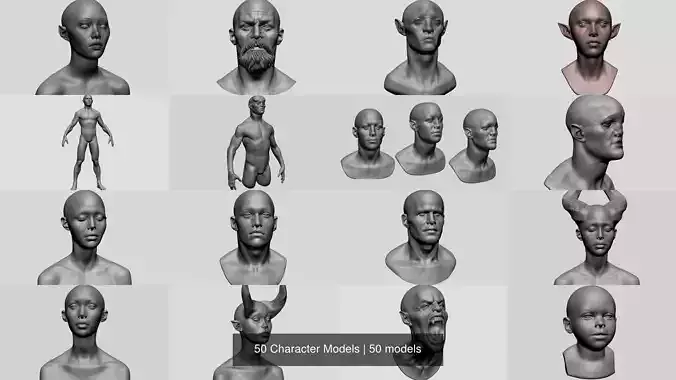 50 Character Models 3D Model Collection