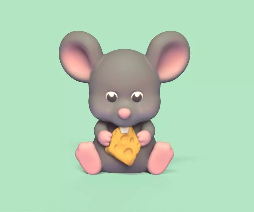 Mouse Eating Cheese 3D print model