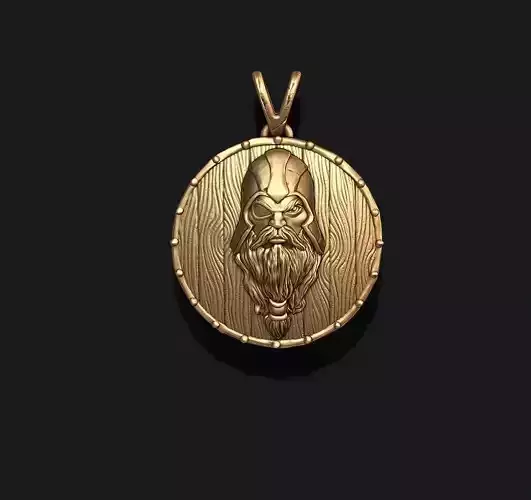 viking Odin head shield pendant