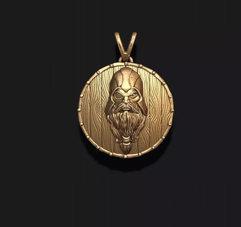 viking Odin head shield pendant 3D print model