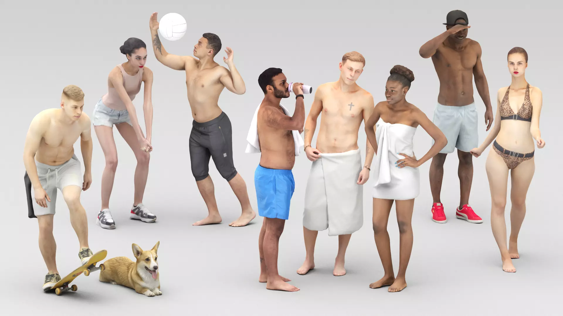 Beach people 14 3D Model Collection_0