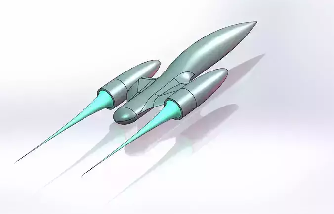 Starship silver spaceship flying in air